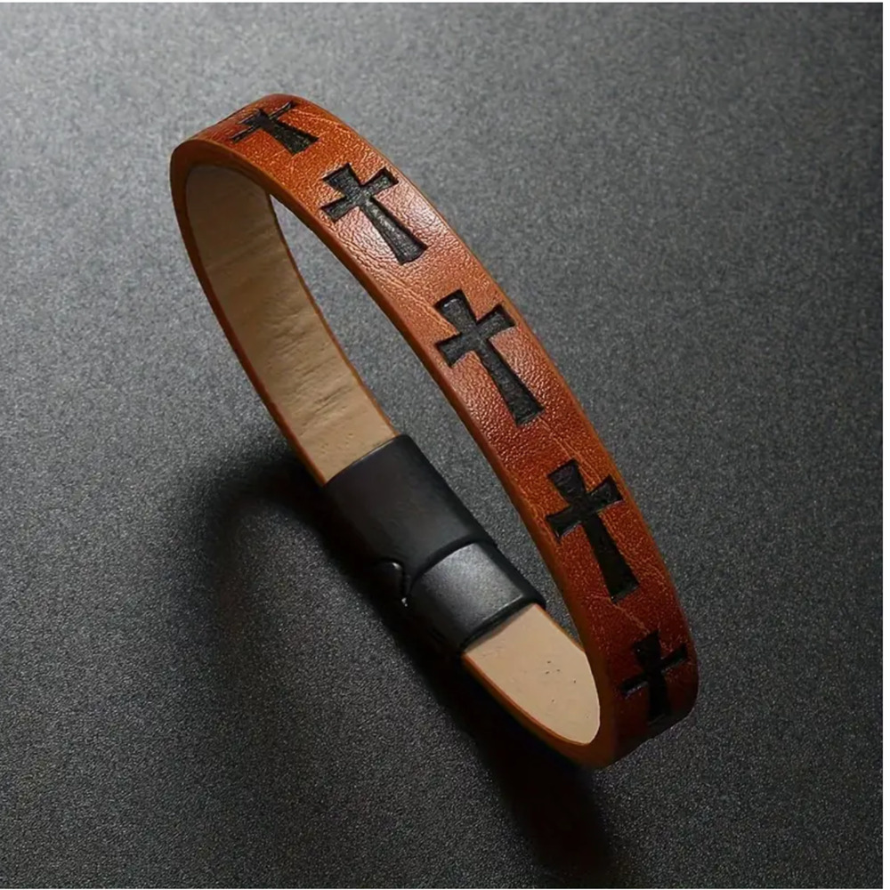 Men's Fashionable Retro PU Leather Cross-Magnetic Buckle, Lt Brown Perfect Gift
